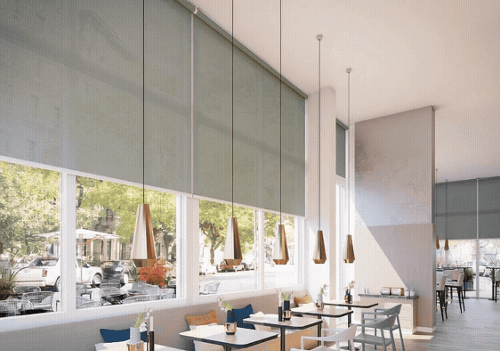 Ambiente com cortinas motorizadas